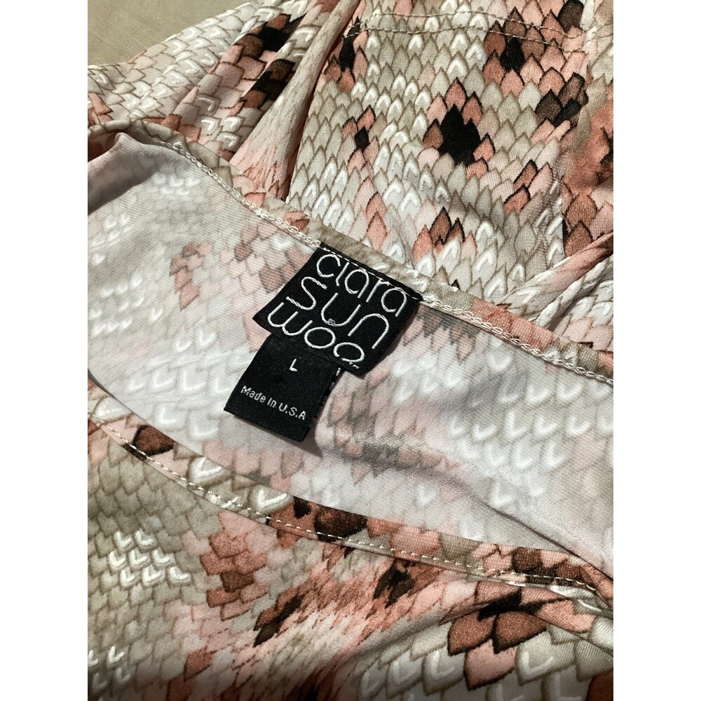 Clara Sun Woo Reptile Print Long Sleeve Pullover Blouse L - Picture 5 of 6